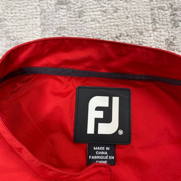 Footjoy FJ Pullover Golf Windbreaker Red 1/4 Button Jacket Mens Size Medium - Picture 2 of 8